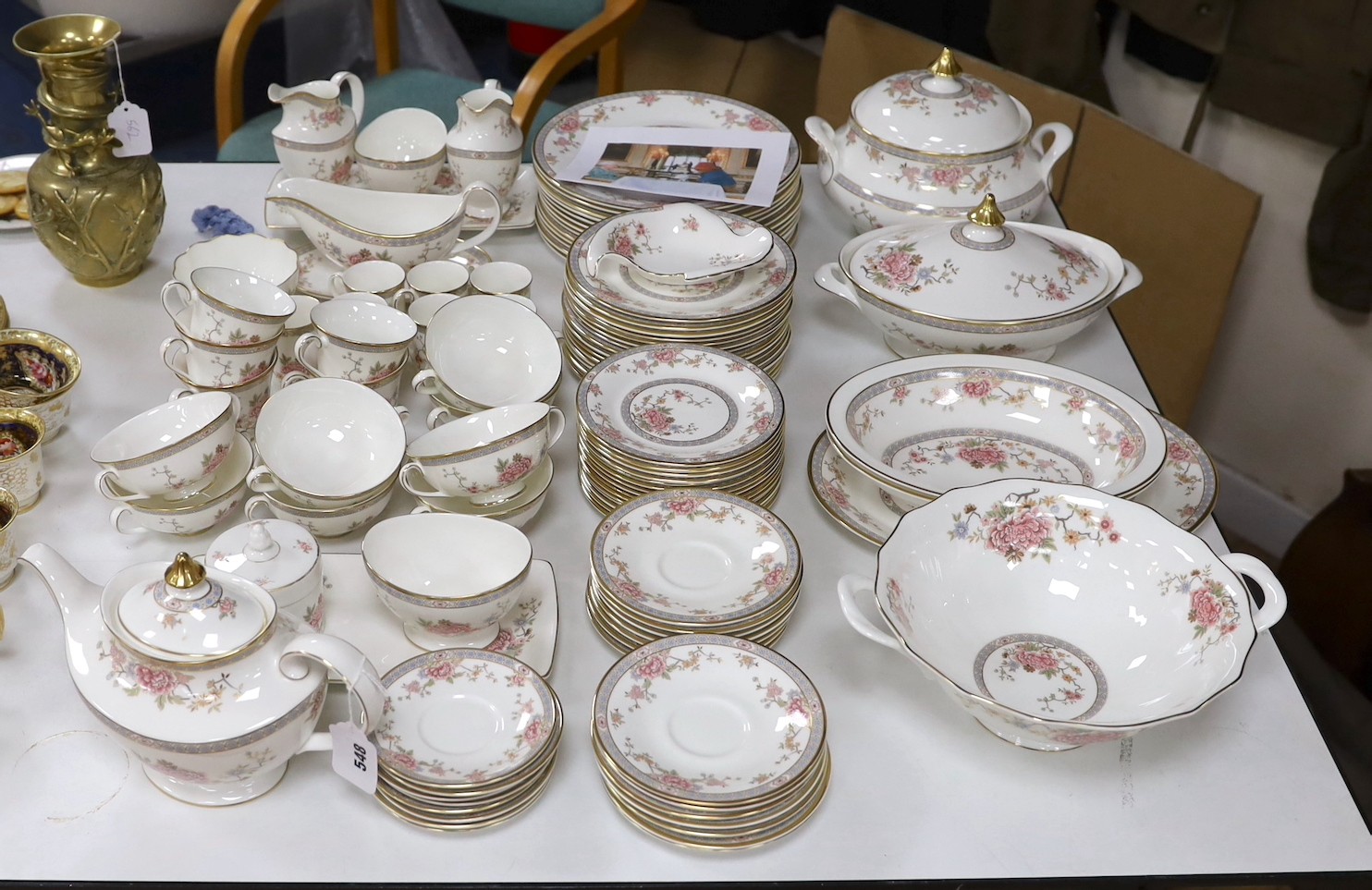 An extensive Royal Doulton Canton pattern dinner service as used by The Queen and Paddington bear in the Jubilee sketch